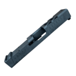 Close-up of RMR cut on Glock 19 slide with window cuts and matte gray PVD finish - Charcoal Gray RMR Cut Slide for Glock 19 Gen 3 – Window Ported, Optics Ready - Mid State Firearms , Mid State Firearms