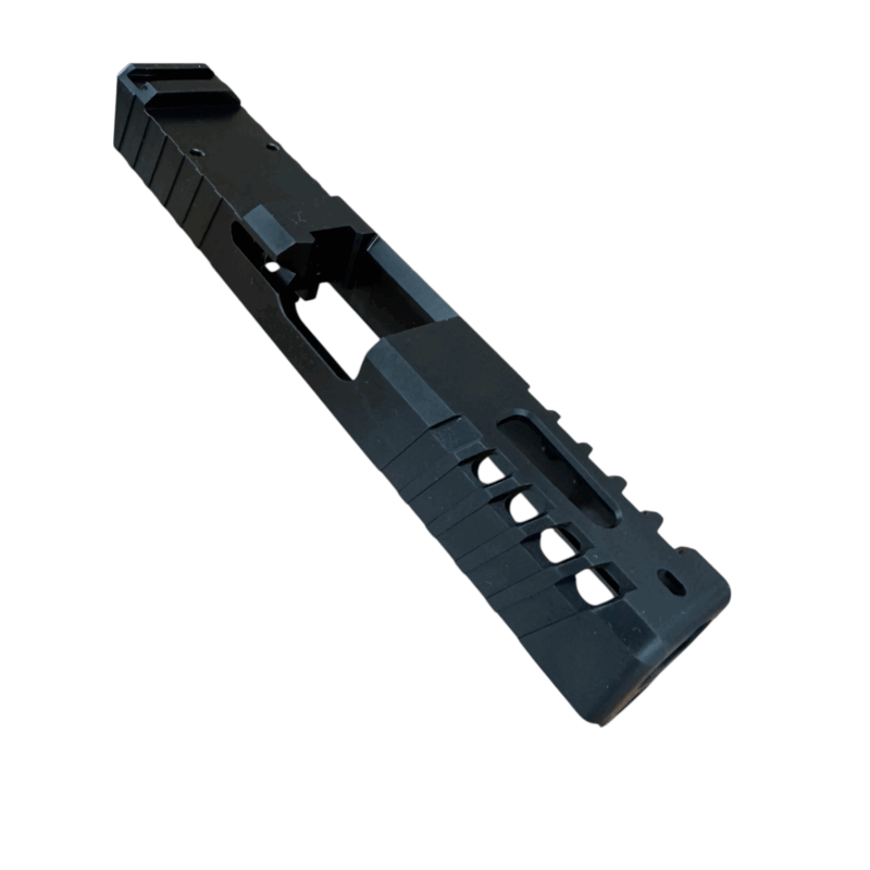 Optic-ready Glock 19 Gen 3 slide with window porting and Diamond-Like Carbon finish - Black DLC RMR Cut Slide for Glock 19 Gen 3 – Window Ported, Optics Ready - Mid State Firearms , Mid State Firearms