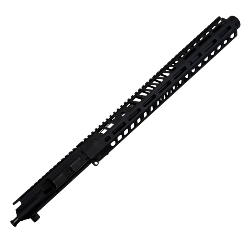 Long black rail/handguard with evenly spaced rectangular cutouts, likely a firearm accessory component - 10.5″ .300 Blackout AR-15 Upper – Suppressor-Ready | 15″ M-LOK Handguard & Mock Suppressor - Mid State Firearms , Mid State Firearms