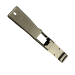 Metal utility knife blade with an exposed cutting edge, shown at an angle against a white background - Glock 19 Gen 3 RMR Slide | Black DLC - Matrix Drip Serrated , Mid State Firearms