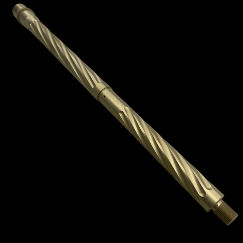 FDE/Gold 16” Spiral Fluted Mid Length 223 Wylde 1:8 Ar15 Barrel