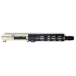 AR-15 style upper receiver assembly with tan optics rail and black anodized handguard, shown horizontally - Clear/Black/Tan MixMatch 300 Blackout Ar15 Upper with Rg2 MLok Rail - Mid State Firearms , Mid State Firearms