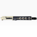 AR-15–style upper receiver with a long, ventilated black handguard and tan muzzle area on a white background - MSF Clear/FDE/Black 10.5 223 Wylde Rugged Mlok Ar15 Upper , Mid State Firearms